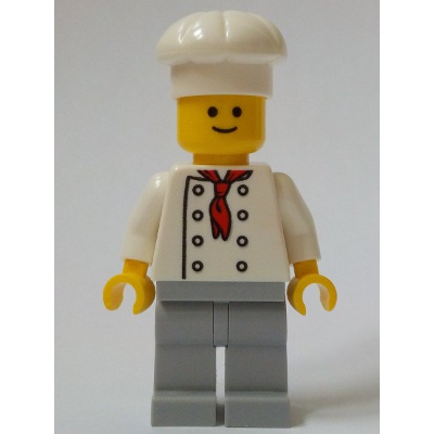 Baker (Chef) - White Torso with 8 Buttons, No Wrinkles Front or Back, Light Bluish Gray Legs