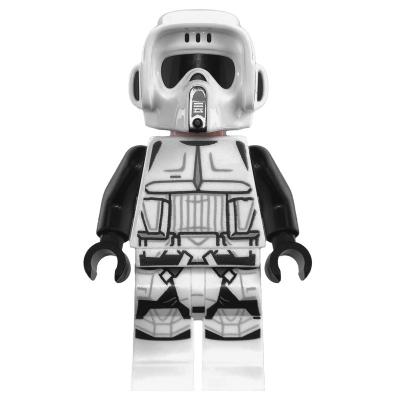 Scout Trooper, Dual Molded White and Black Helmet, Closed Mouth