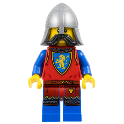 Lion Knight - Male, Flat Silver Neck-Protector, Black Moustache (Tower Guard)