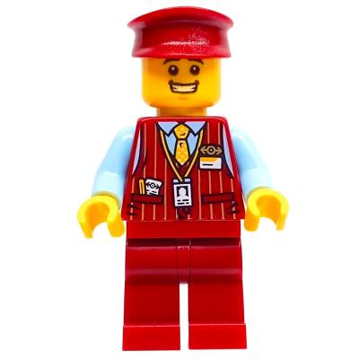Train Conductor, Dark Red Suit with Tie, Dark Red Hat