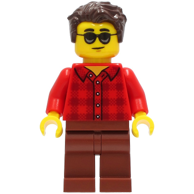 Man - Red Flannel Shirt, Reddish Brown Legs, Dark Brown Hair, Sunglasses