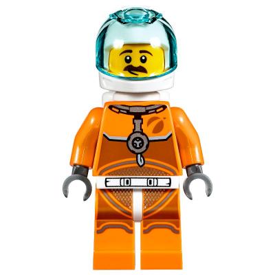 Astronaut - Orange Torso and Legs, White Helmet, Trans-Light Blue Visor, Reddish Brown Mustache