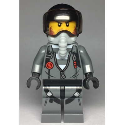 Sky Police - Jail Prisoner Jacket over Prison Stripes, Black Helmet, Oxygen Mask