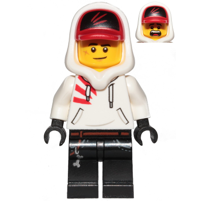 Produktbild Jack Davids - White Hoodie with Cap and Hood (Lopsided Smile / Scared)