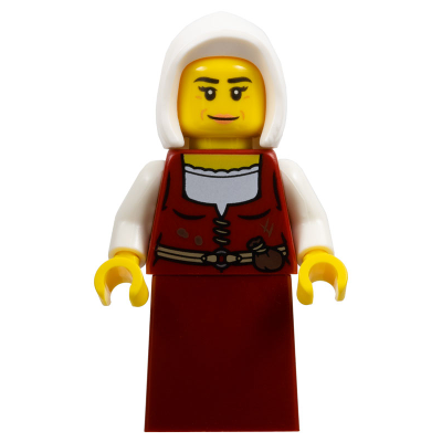 Innkeeper - Female, Dark Red Dress, White Hood