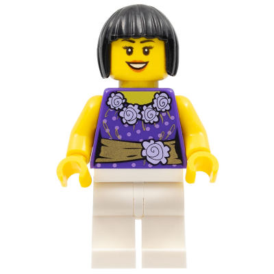 Produktbild Female Dark Purple Blouse with Gold Sash and Flowers, White Legs, Black Bob Cut Hair