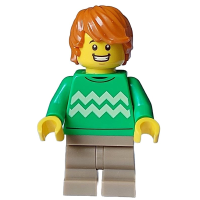 Produktbild Boy - Bright Green Sweater, Dark Tan Medium Legs, Open Mouth Smile, Dark Orange Hair
