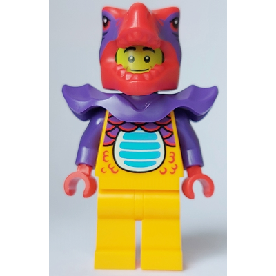 Comic Shop Guy - Male, Bright Light Orange Dragon Suit and Legs, Red Dragon Head, Dark Purple Shoulder Armor