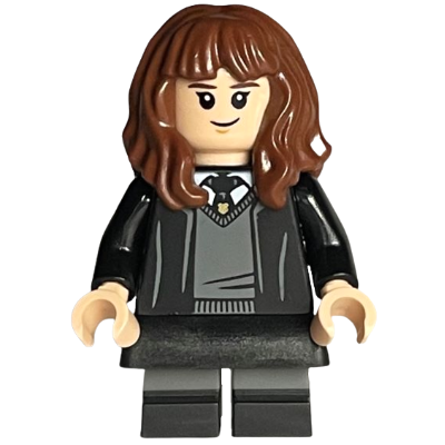 Hermione Granger - Hogwarts Robe, Black Tie, Skirt, and Short Legs with Dark Bluish Gray Stripes