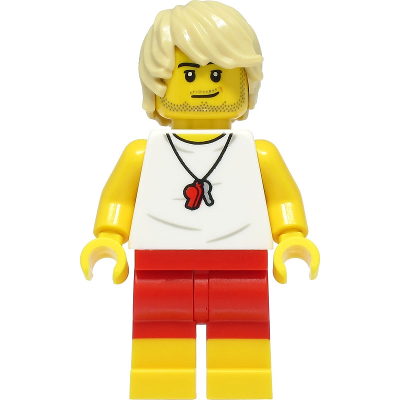 Beach Lifeguard - Male, White Shirt, Red Shorts, Tan Hair