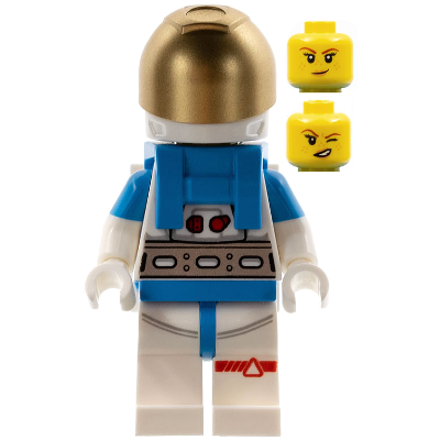 Lunar Research Astronaut - Female, White and Dark Azure Suit, White Helmet, Metallic Gold Visor, Freckles