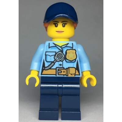 Produktbild Police - City Officer Female, Bright Light Blue Shirt with Badge and Radio, Dark Blue Legs, Dark Blue Cap with Dark Orange Ponytail