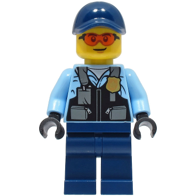 Produktbild Police - City Officer Male, Safety Vest with Police Badge, Dark Blue Legs, Dark Blue Cap, Orange Glasses