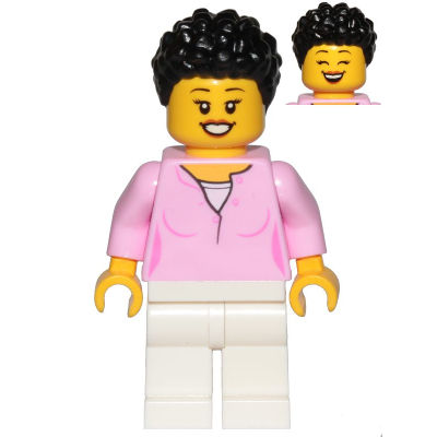 Mom - Bright Pink Female Top, White Legs, Black Hair Coiled and Short