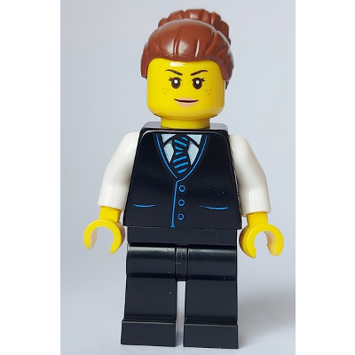 Hotel Receptionist - Female, Black Jacket with Tie, Black Legs, Reddish Brown Hair