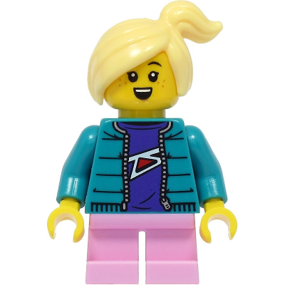 Girl - Dark Turquoise Jacket, Bright Pink Short Legs, Bright Light Yellow Hair