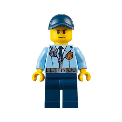 Police - City Officer, Jacket with Dark Blue Tie and Gold Badge, Dark Blue Legs, Dark Blue Cap