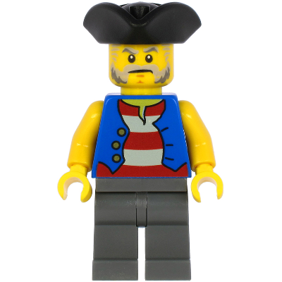 Pirate - Black Pirate Triangle Hat, Blue Vest, Dark Bluish Gray Legs