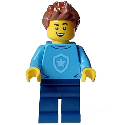 Produktbild Police - City Officer in Training Male, Medium Blue Shirt with Badge, Dark Blue Legs, Reddish Brown Hair, Open Smile