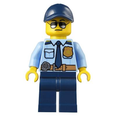 Produktbild Policeman, Bright Light Blue Shirt with Dark Blue Tie, Badge, and Radio on Belt, Dark Blue Cap, Sunglasses