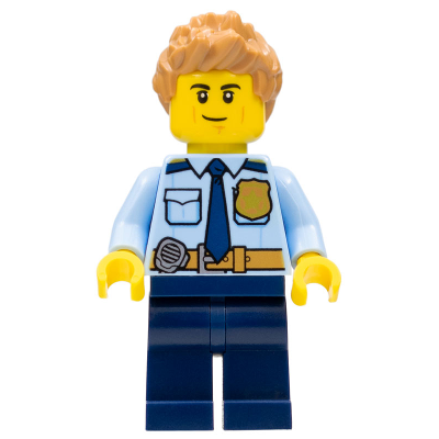 Produktbild Police - City Officer Shirt with Dark Blue Tie and Gold Badge, Dark Tan Belt with Radio, Dark Blue Legs, Medium Nougat Spiked Hair
