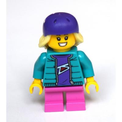 Produktbild Girl, Dark Turquoise Jacket, Short Dark Pink Legs, Dark Purple Bike Helmet