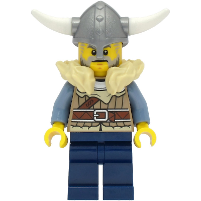 Produktbild Viking Warrior - Male, Dark Tan Jacket with Tan Fur, Dark Blue Legs, Flat Silver Helmet