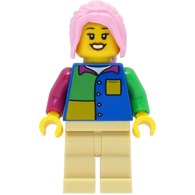 Passenger - Female, Blue Shirt, Tan Legs, Bright Pink Hair