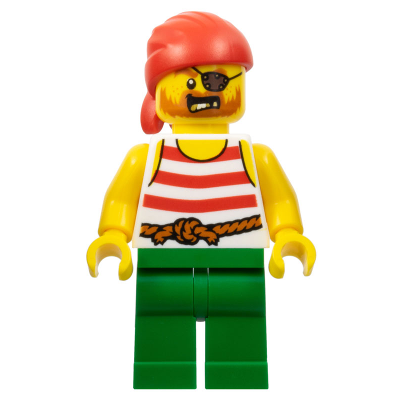 Pirate - Male, Red Bandana, White Shirt with Red Stripes, Green Legs, Eyepatch