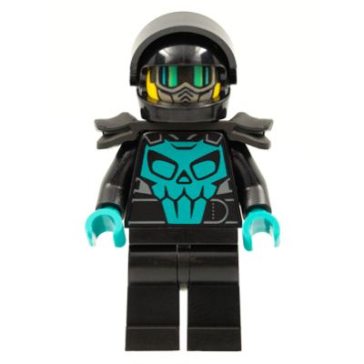 Stuntz Driver, Black Helmet, Shoulder Armor, Dark Turquoise Skull