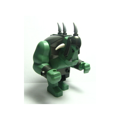 Fantasy Era - Troll, Sand Green with Pearl Dark Gray Armor, 2 White Horns and 3 Pearl Light Gray Horns